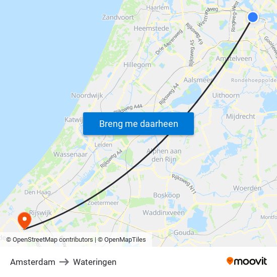 Amsterdam to Wateringen map