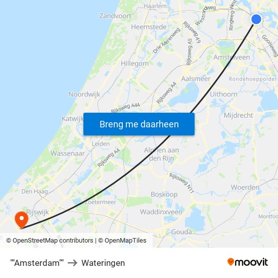 ""Amsterdam"" to Wateringen map