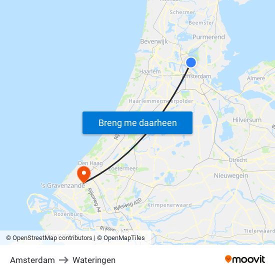 Amsterdam to Wateringen map