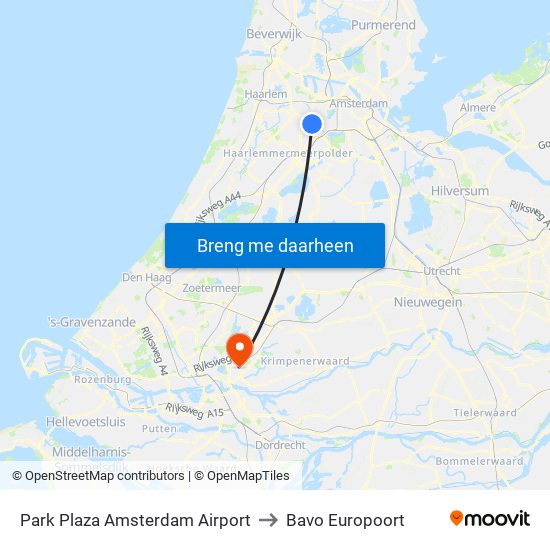 Park Plaza Amsterdam Airport to Bavo Europoort map