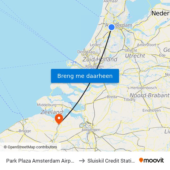 Park Plaza Amsterdam Airport to Sluiskil Credit Station map