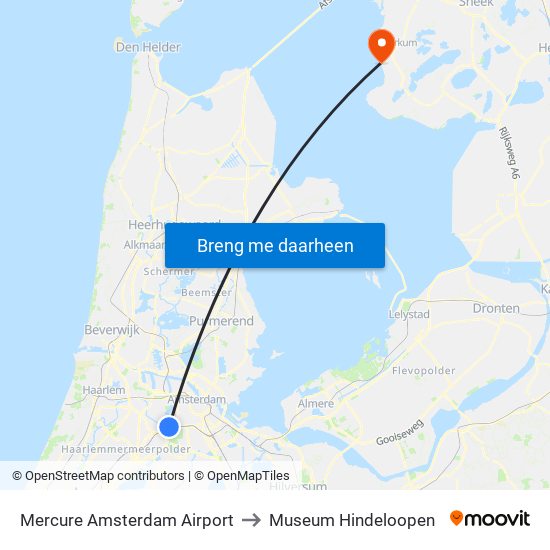 Mercure Amsterdam Airport to Museum Hindeloopen map