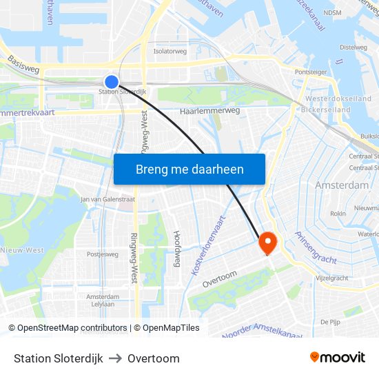 Station Sloterdijk to Overtoom map