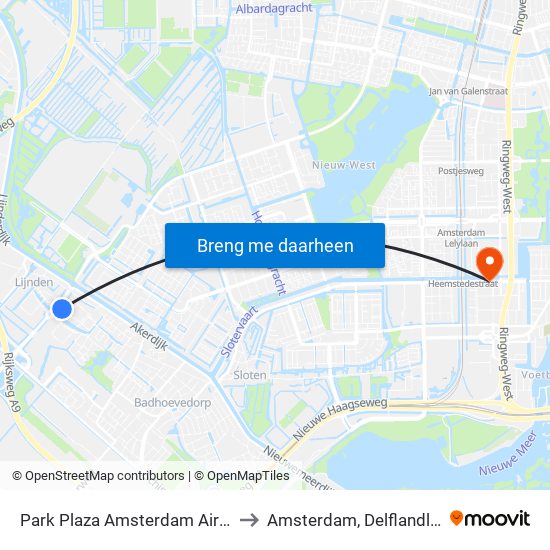 Park Plaza Amsterdam Airport to Amsterdam, Delflandlaan map