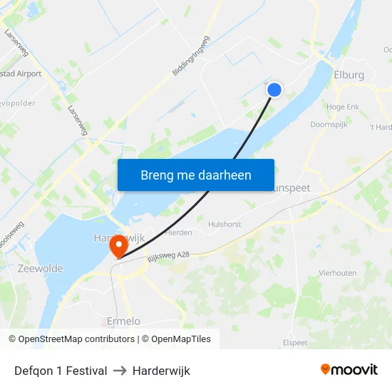 Defqon 1 Festival to Harderwijk map