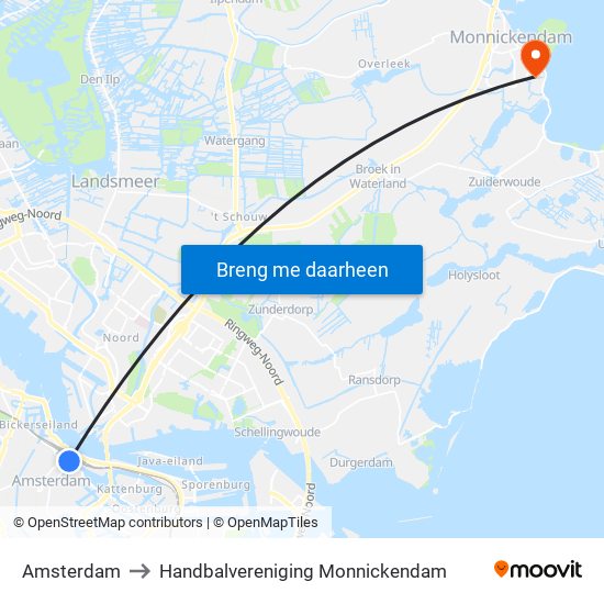 Amsterdam to Handbalvereniging Monnickendam map