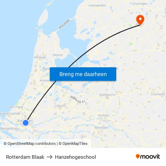 Rotterdam Blaak to Hanzehogeschool map