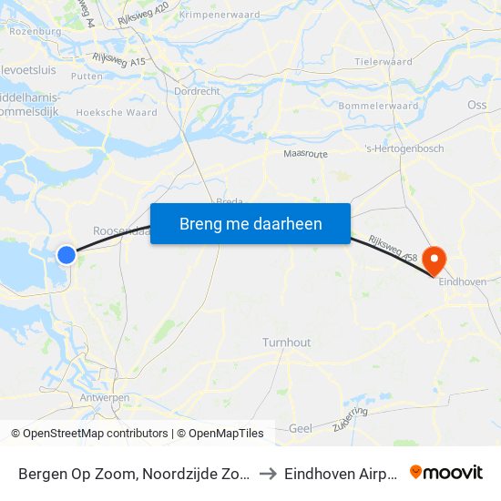 Bergen Op Zoom, Noordzijde Zoom to Eindhoven Airport map