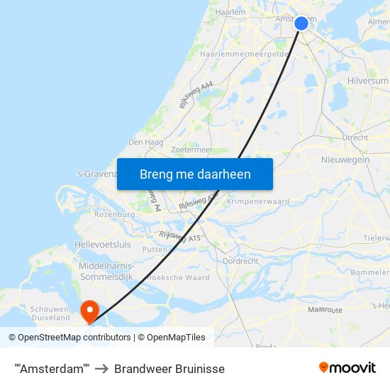 ""Amsterdam"" to Brandweer Bruinisse map