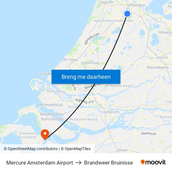 Mercure Amsterdam Airport to Brandweer Bruinisse map