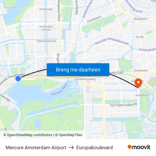 Mercure Amsterdam Airport to Europaboulevard map