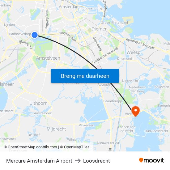 Mercure Amsterdam Airport to Loosdrecht map