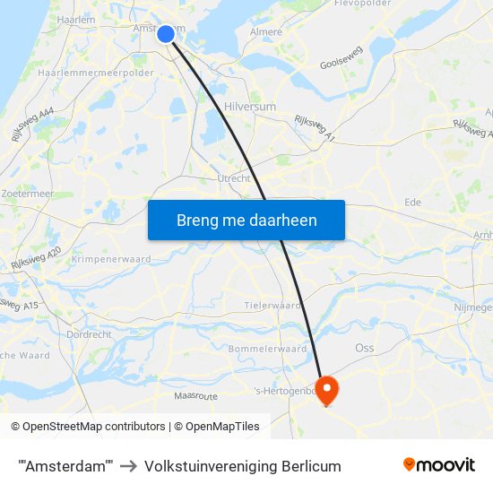 ""Amsterdam"" to Volkstuinvereniging Berlicum map