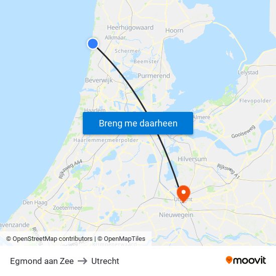 Egmond aan Zee to Utrecht map