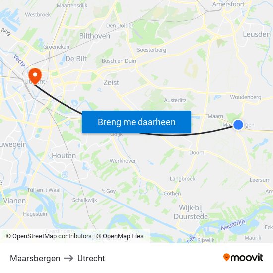 Maarsbergen to Utrecht map