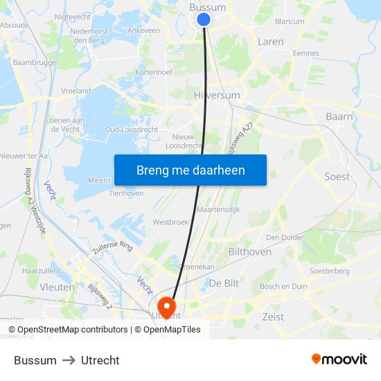 Bussum to Utrecht map