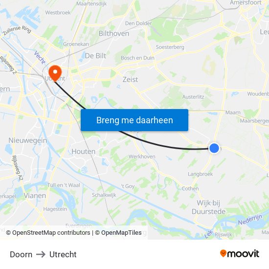 Doorn to Utrecht map