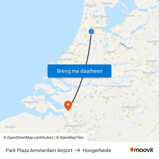Park Plaza Amsterdam Airport to Hoogerheide map