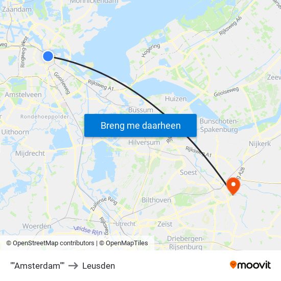 ""Amsterdam"" to Leusden map