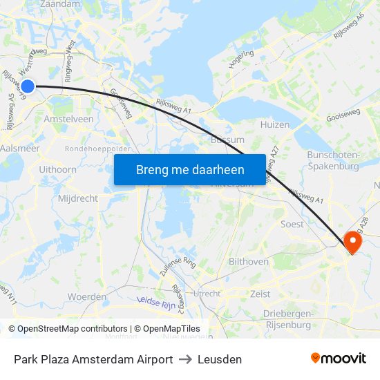 Park Plaza Amsterdam Airport to Leusden map