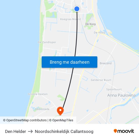 Den Helder to Noordschinkeldijk Callantsoog map