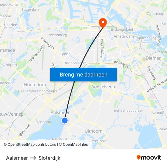 Aalsmeer to Sloterdijk map