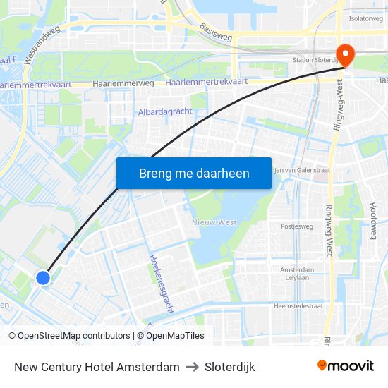 New Century Hotel Amsterdam to Sloterdijk map