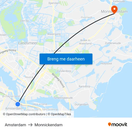 Amsterdam to Monnickendam map