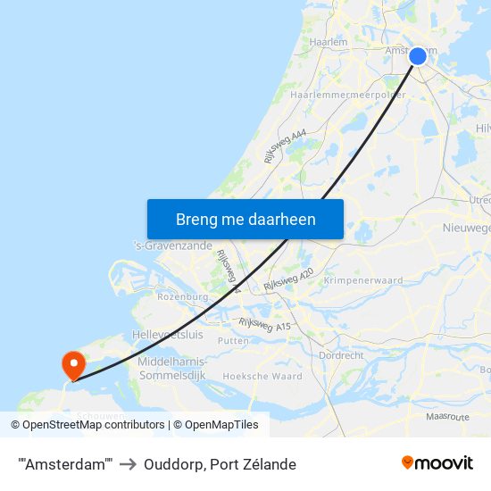 ""Amsterdam"" to Ouddorp, Port Zélande map