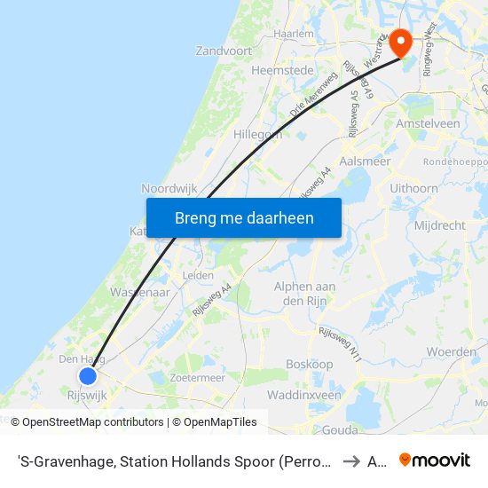 'S-Gravenhage, Station Hollands Spoor (Perron A) to Aac map