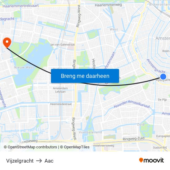Vijzelgracht to Aac map