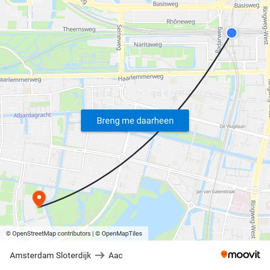 Amsterdam Sloterdijk to Aac map