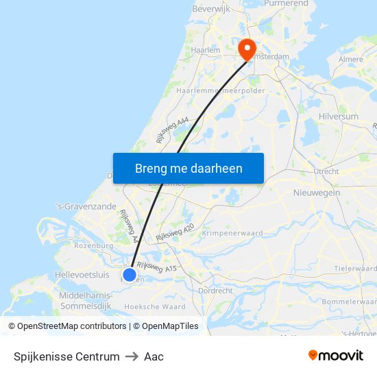 Spijkenisse Centrum to Aac map