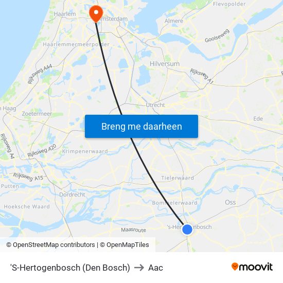 'S-Hertogenbosch (Den Bosch) to Aac map