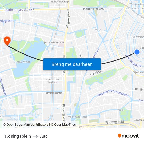 Koningsplein to Aac map