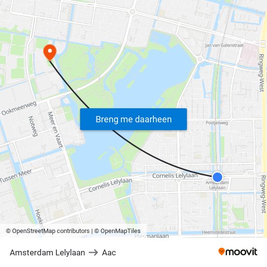 Amsterdam Lelylaan to Aac map