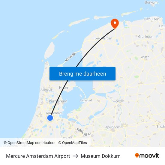 Mercure Amsterdam Airport to Museum Dokkum map