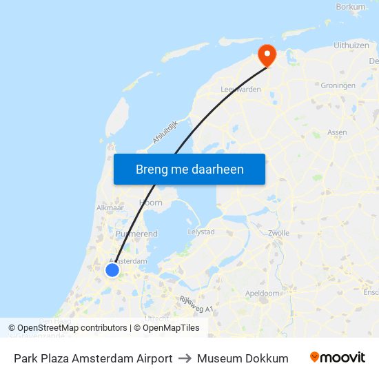 Park Plaza Amsterdam Airport to Museum Dokkum map