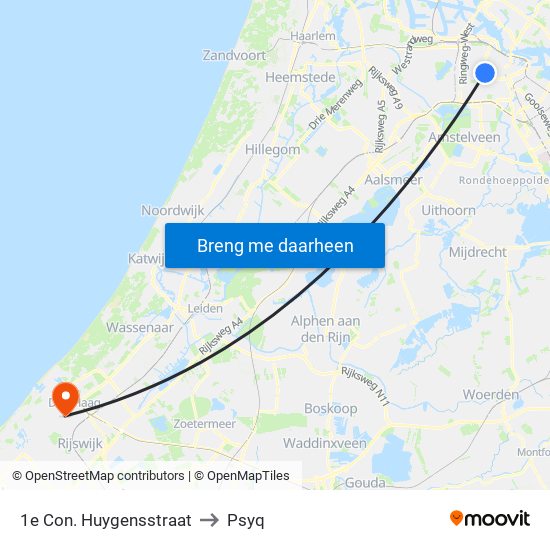 1e Con. Huygensstraat to Psyq map