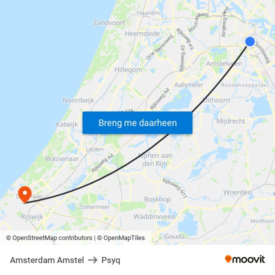 Amsterdam Amstel to Psyq map