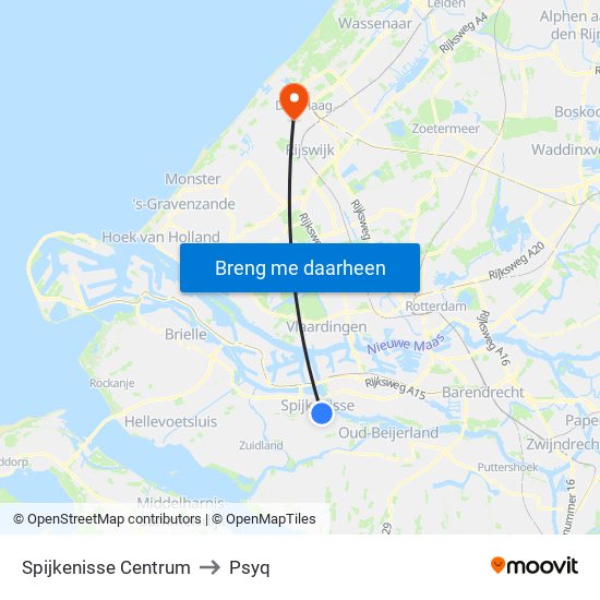 Spijkenisse Centrum to Psyq map