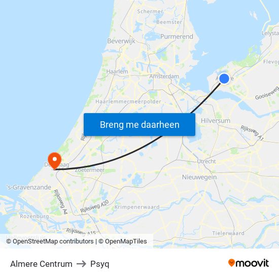 Almere Centrum to Psyq map