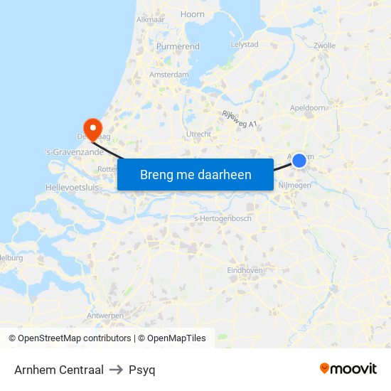 Arnhem Centraal to Psyq map