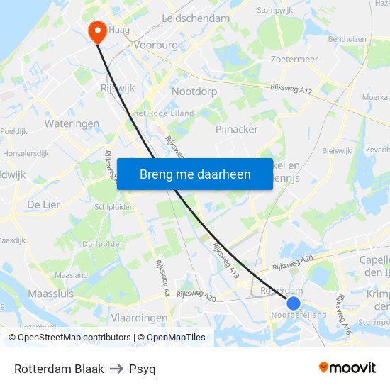 Rotterdam Blaak to Psyq map