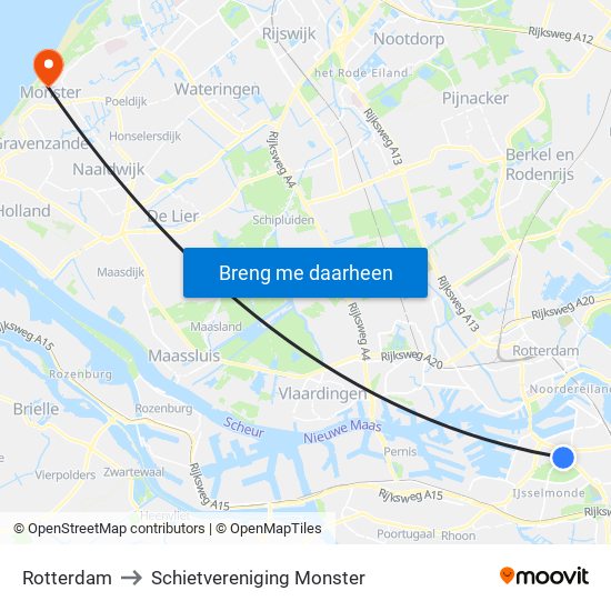Rotterdam to Schietvereniging Monster map