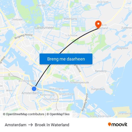 Amsterdam to Broek In Waterland map