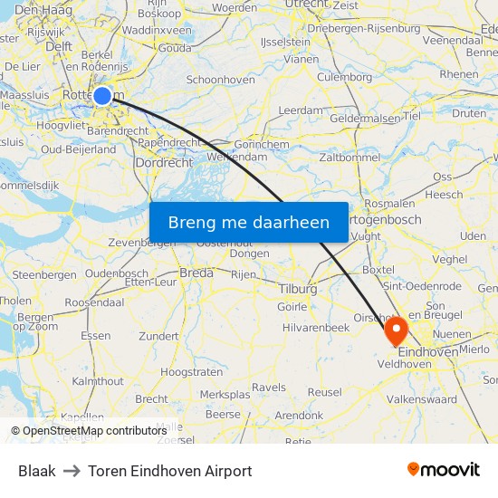 Blaak to Toren Eindhoven Airport map