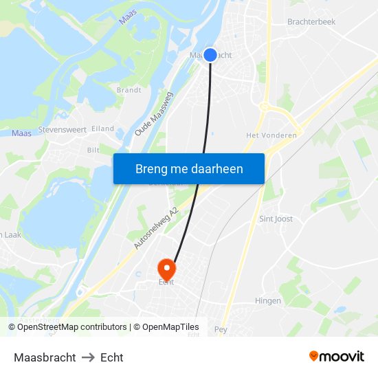 Maasbracht to Echt map