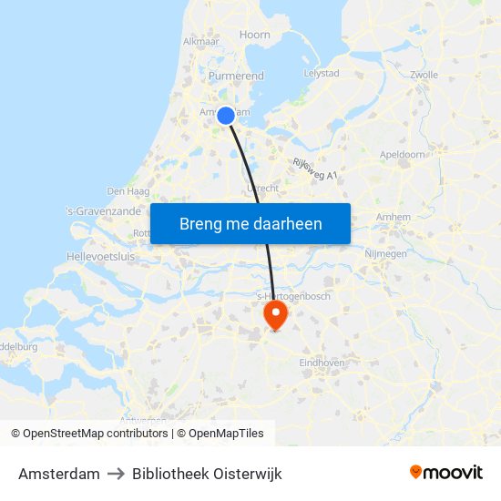 Amsterdam to Bibliotheek Oisterwijk map