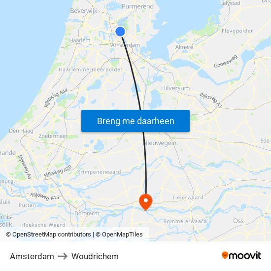 Amsterdam to Woudrichem map